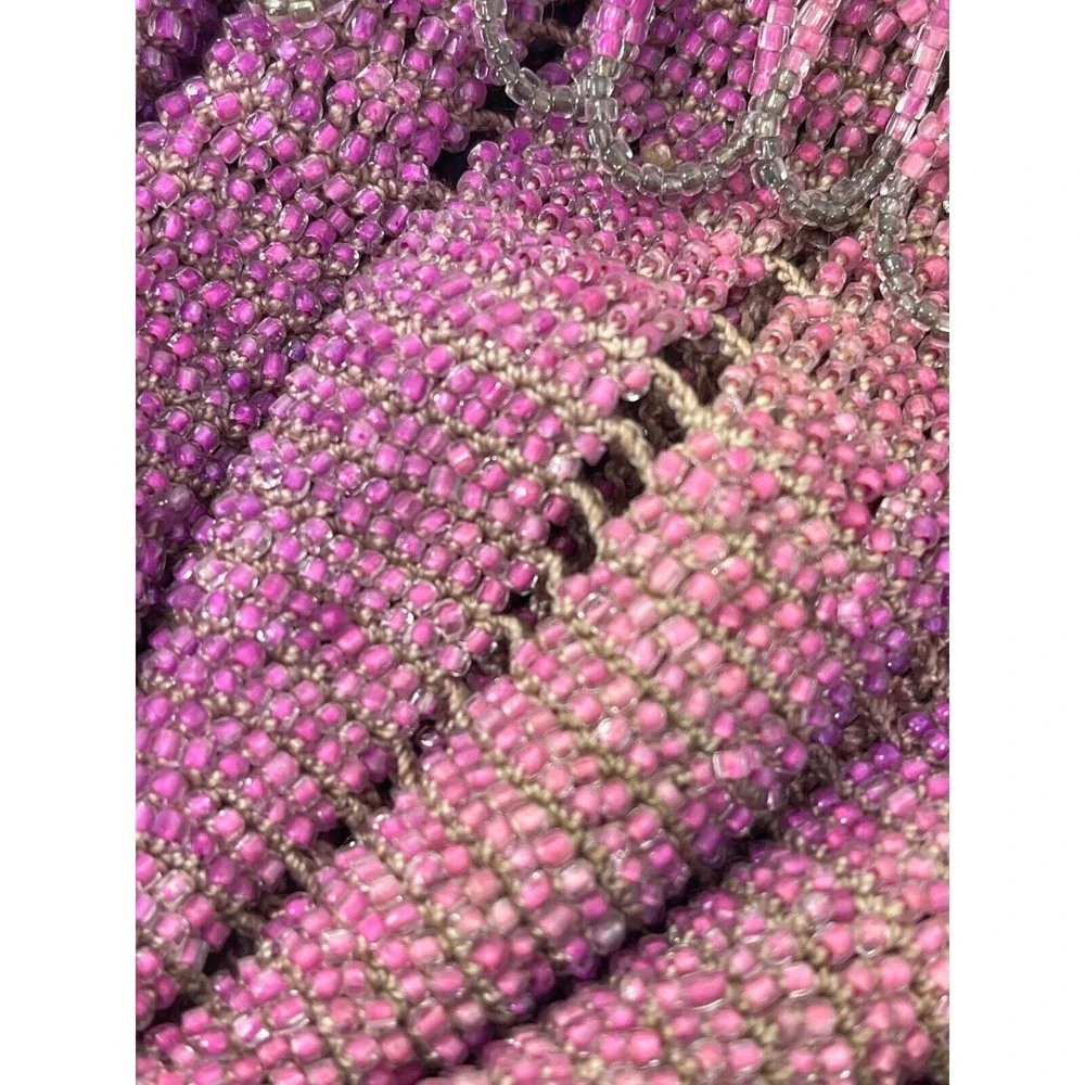 Glass Bead Drawstring Flapper Purse Manganese‎ Cadmium 1920s Purple UV Reactive